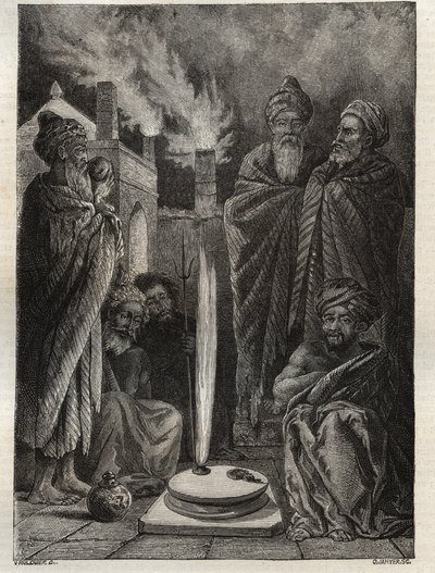 Guebre (o Zoroastriano) vicino a Baku (Baku, Azerbaigian) - Adoratori del fuoco - Nuova Enciclopedia Nazionale di Maurice La Charest - 1870 da French School
