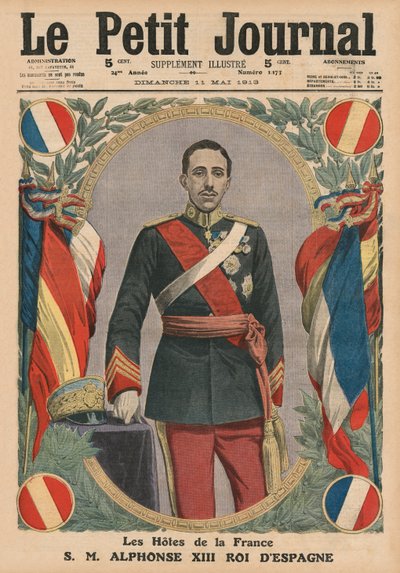 Ospiti della Francia, S.M. Alfonso XIII, Re di Spagna, illustrazione di copertina da 