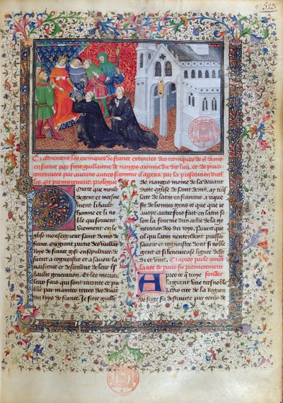Guillaume de Nangis (m.130003) presenta il suo libro a Filippo IV (1268-1314) il Bello, Re di Francia dal 1285-1314 da French School