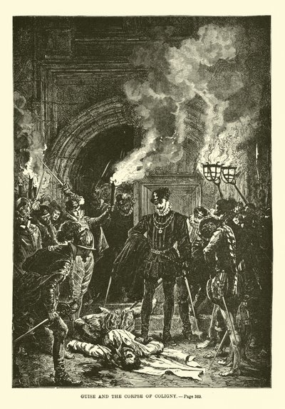 Guisa e il cadavere di Coligny da French School
