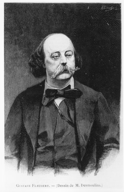 Gustave Flaubert, da un disegno di M. Desmoulins, inciso da Henri Dochy (19° secolo) da French School