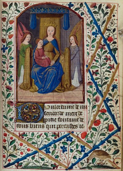 H/L-3-3 fol. 148r Vergine e Bambino, dal Libro delle Ore, Uso di Parigi, metà del XV secolo da French School