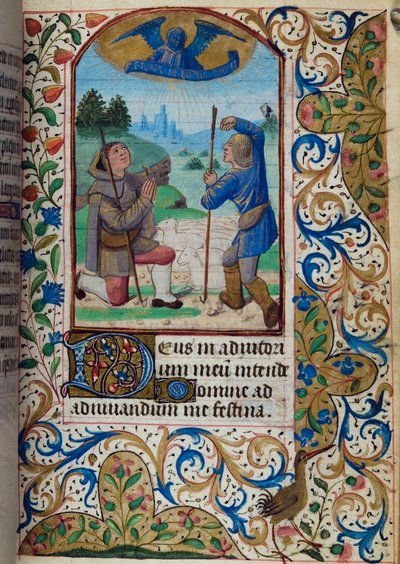Annunciazione ai pastori, dal Libro delle Ore, Uso di Parigi, metà del XV secolo da French School