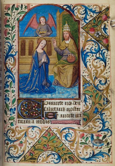 H/L-3-3 fol. 80r Incoronazione della Vergine, dal Libro delle Ore, Uso di Parigi, metà del XV secolo da French School