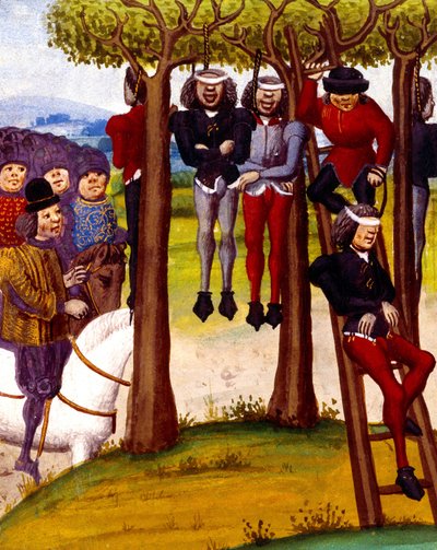 Impiccagione di contadini nel 1422, illustrazione da 