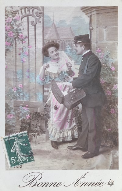Cartolina di Buon Anno, inizio XX secolo da French School