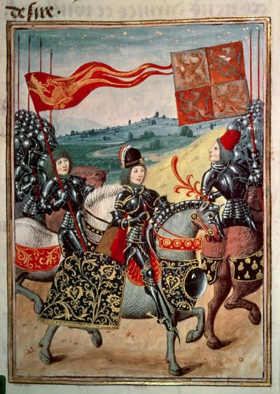 Cavaliere e due assistenti a cavallo con esercito, Volume IV, da 