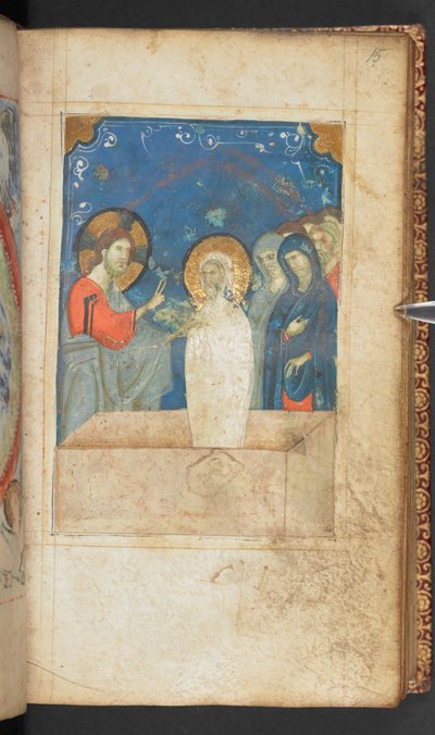 Harley 2928, f.15r, Resurrezione di Lazzaro, Scena dal Vangelo di San Giovanni da French School