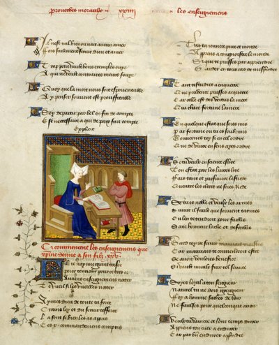Harley 4431, f.261v Christine de Pisan e suo figlio, illustrazione da 
