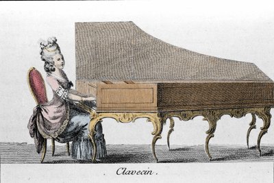 Suonatore di clavicembalo (Clavicembalo, cembalo). da French School
