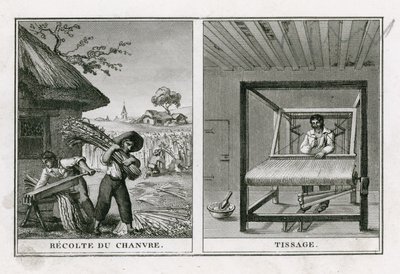 Raccolta e tessitura della canapa da French School