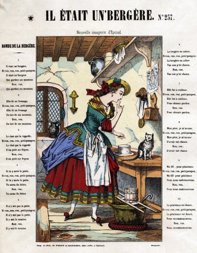 Era una pastorella. Canzone popolare. Immagine di Epinal del XIX secolo. da French School