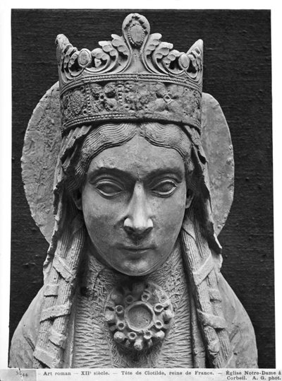 Testa di Santa Clotilde, dalla chiesa di Notre-Dame di Corbeil (calco in gesso) (dettaglio) da French School