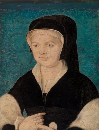 Testa di una donna su sfondo blu da French School