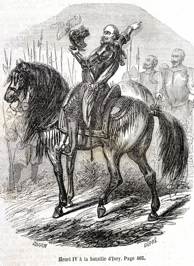 Enrico IV (1553 - 1610) alla Battaglia di Ivry (14/03/1590) - in "Storia di Francia" di L.-P. Anquetil da French School