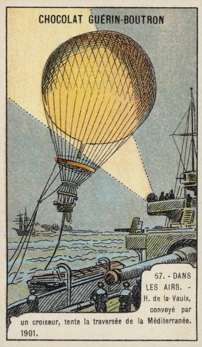 Henri de la Vaulx tenta un volo in mongolfiera attraverso il Mediterraneo, scortato da un incrociatore da French School