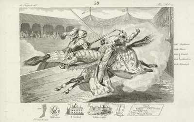 Enrico II di Francia ferito mortalmente in un torneo con Gabriel Montgomery, Capitano della guardia scozzese del re, 1559 da French School
