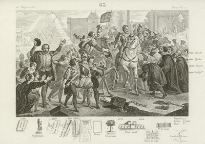 Enrico IV di Francia entra a Parigi accompagnato dal Conte di Brissac, Governatore della città, 22 marzo 1594 da French School