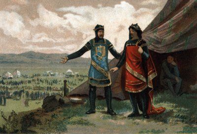 Enrico I, re di Francia (1008-1060) riceve il Duca di Normandia Roberto il Diavolo (anche noto come il Magnifico) e gli fornisce un esercito per riconquistare il suo regno. da French School