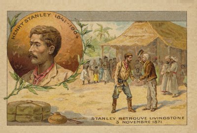 Henry Stanley (1841-1904) trova David Livingstone (1813-1873) in Africa il 3 novembre 1871 da French School