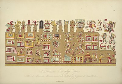 Pitture geroglifiche dal Manoscritto Messicano II, conservato alla Biblioteca Imperiale di Vienna, illustrazione da Vues des Cordillères et Monumens des Peuples Indigènes de l