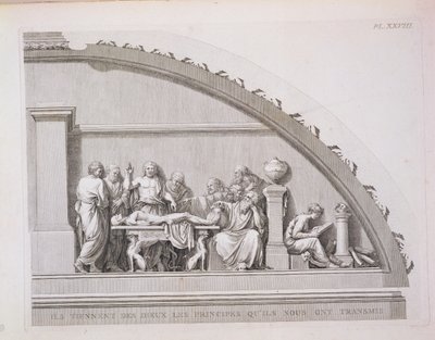 Ippocrate insegnando, da Una descrizione della Scuola di Chirurgia di Parigi, pubblicata nel 1780 da French School