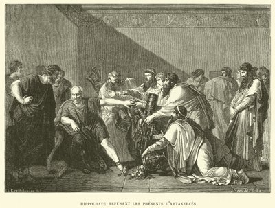 Ippocrate rifiuta i doni di Artaserse (incisione) da French School