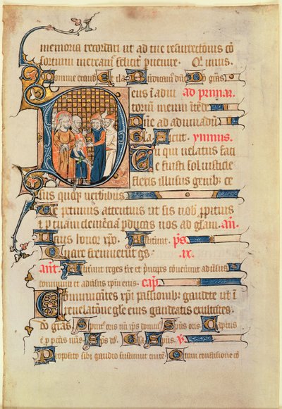 Iniziale istoriata D da un Salterio, 1340 da French School
