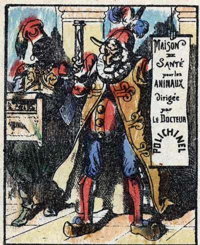 Storia del dottor Pulcinella. Incisione su legno di Imagerie Pellerin - Epinal, fine XIX secolo da French School