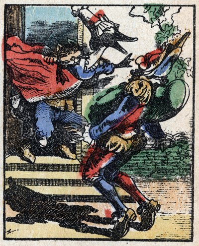 Storia del dottor Pulcinella. Incisione su legno di Imagerie Pellerin - Epinal, fine XIX secolo da French School