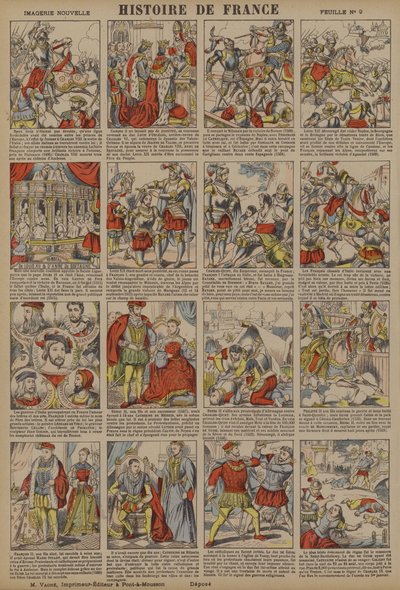 Storia della Francia dalla morte di Carlo VIII al massacro di San Bartolomeo (litografia a colori) da French School