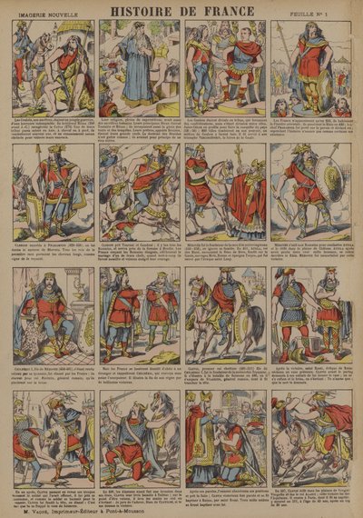 Storia della Francia dal tempo dei Galli al regno di Clodoveo (litografia a colori) da French School