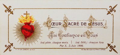 Santino, dedicato al Sacro Cuore, 1906 da French School