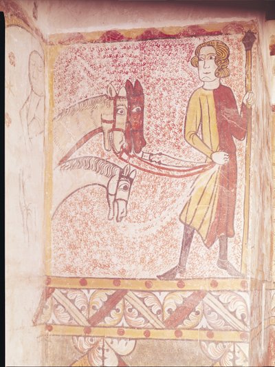Cavaliere che tiene le redini di tre cavalli, dalla Parete Nord, c.1265 da French School