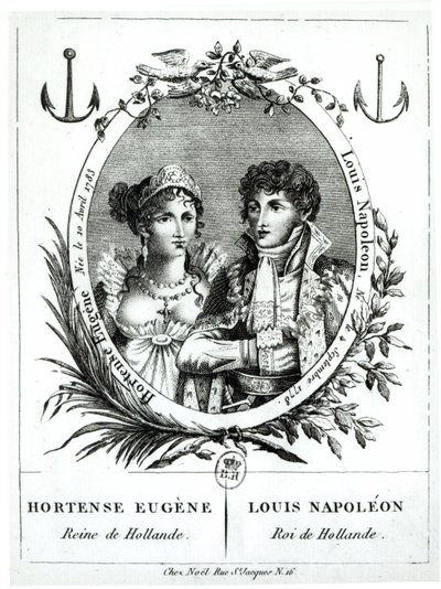 Hortense de Beauharnais (1783-1837) e Louis-Napoleon Bonaparte (1778-1846) da French School