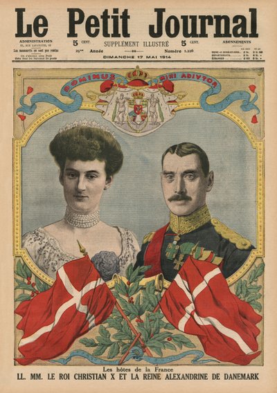 Ospiti di Francia, Re Cristiano X e Regina Alessandrina di Danimarca, illustrazione di copertina di 