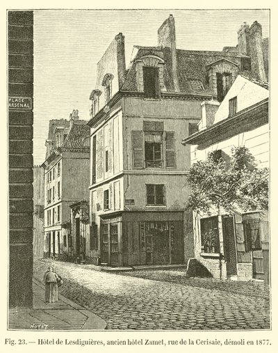 Hotel de Lesdiguieres, antico hotel Zamet, rue de la Cerisaie, demolito nel 1877 da French School
