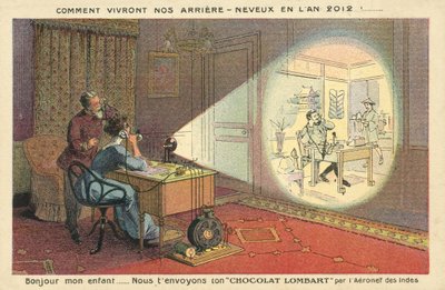 Come vivranno le persone nel 2012 (litografia a colori) da French School