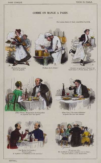 Come si mangia a Parigi (litografia a colori) da French School