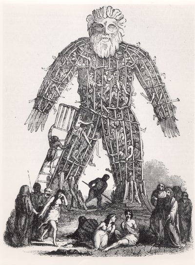 Sacrificio umano da parte dei druidi gallesi in un Uomo di Vimini, da Magasin Pittoresque, 1833 da French School