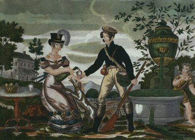 Incontro di caccia, tavola 2, inizio XIX secolo (incisione a colori) da French School