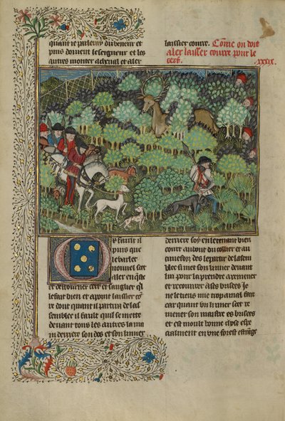 Cacciatori che Inseguono un Cervo, c.1430-40 da French School