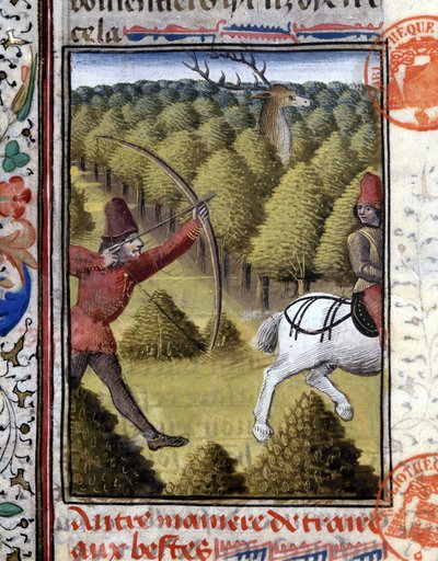 Scena di caccia nel Libro di Caccia di Gaston Phoebus, Conte di Foix, Signore di Béarn. XIV secolo da French School