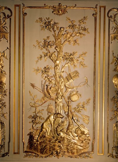 Scena di caccia, pannelli in legno originariamente dalla sala da pranzo dell