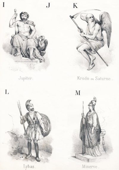 ; IJ K L M: Giove, Krodo, Lybas, Minerva da French School