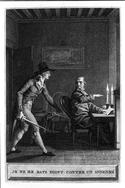 Non combatto come un insensato Illustrazione di “Julie o La Nuova Eloisa” di Jean Jacques Rousseau (1712-1788) 1780 da French School