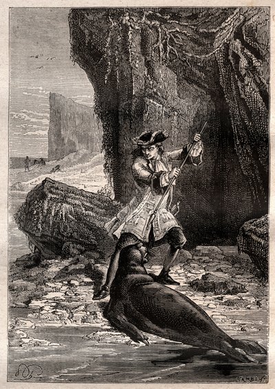 Ho spinto la mia vanga nel suo petto: Woodes Rogers (1679-1732) attaccato da un cane marino (foca) su una delle isole Galapagos nell