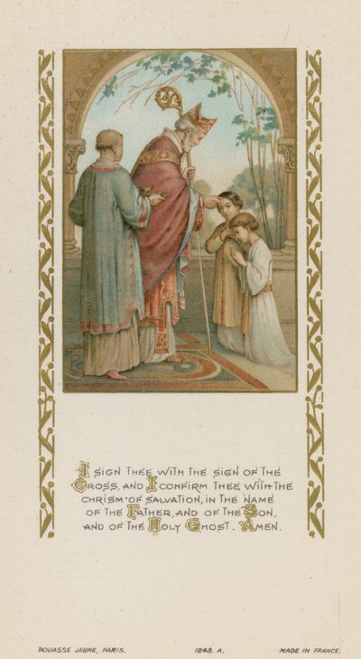 Ti segno con il segno della croce e ti confermo con il Crisma della Salvezza, nel nome del Padre e del Figlio e dello Spirito Santo da French School