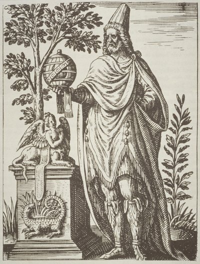 Ritratto ideale di Apollonio di Tiana, da De Divinatione et Magicis Praestigiis di Jean-Jacques Boissard, 1605, pubblicato in A History of Magic fine XIX secolo da French School