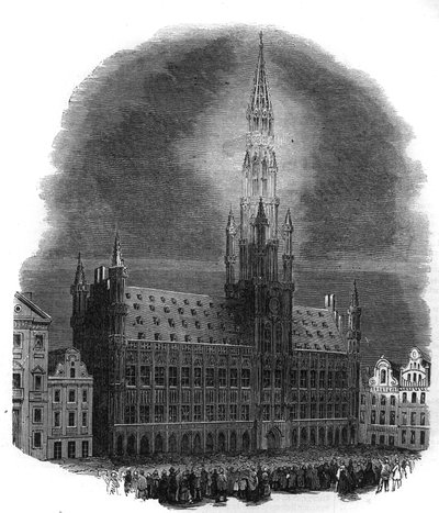 Illuminazione del Municipio di Bruxelles il 26 settembre 1864 in occasione dell